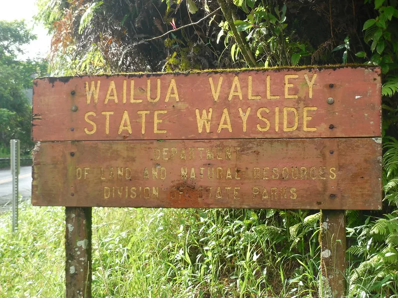 Wailua Valley State Wayside Sign
Along the Hana Highway near Wailua, Maui, Hawaii.
