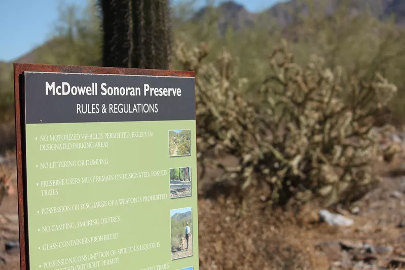 McDowell Sonoran Preserve
Rules and Regulations posted for McDowell Sonoran Preserve in North Scottsdale
