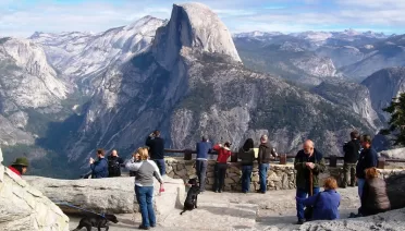 Lookout at Glacier Point, late in the season, Yosemite's Half Dome in the distance - yosemite113